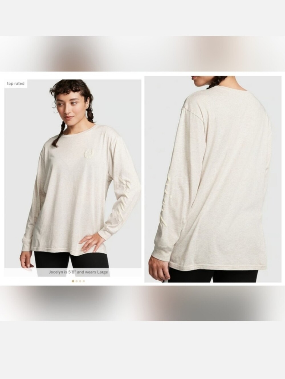 Victoria's secret pink oversized long-sleeve campus tee XLARGE
